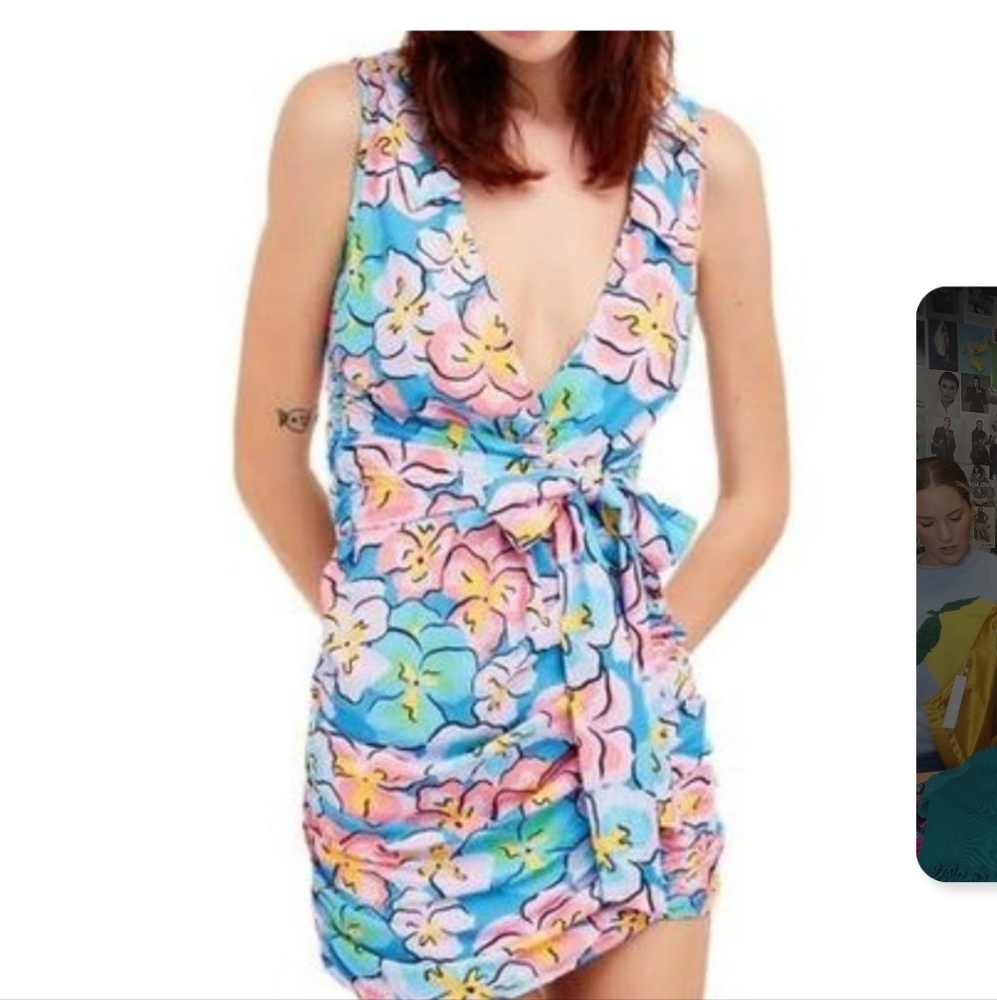 For Love And Lemons Blue and Pink Floral Dress